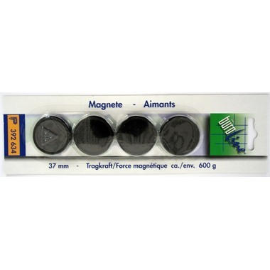 BÜROLINE Magnet 37 mm 392634 schwarz 4 Stück