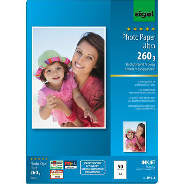 SIGEL InkJet Photo Paper Ultra A4 IP641 260g glossy 50 flls.