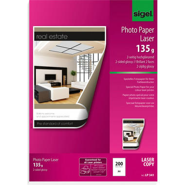 SIGEL Photo Paper Laser A4 LP341 135g glossy double-s. 200 fl.
