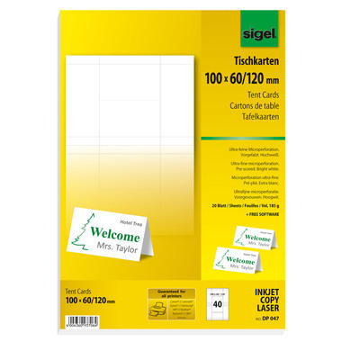 SIGEL Cartoline tavola 100x60mm DP047 bianco, 185g 40 pezzi