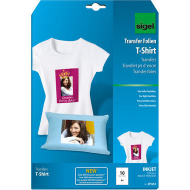 SIGEL Inkjet-Transfer T-Shirt A4 IP651 helle Textilien 10 fogli