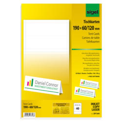 SIGEL Cartoline tavola 190x60mm DP049 bianco, 185g 40 pezzi