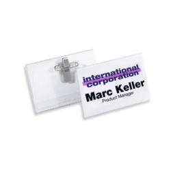 DURABLE Badge avec pince combiné 8101/19 transp., PVC, 54x90mm 50 pcs.