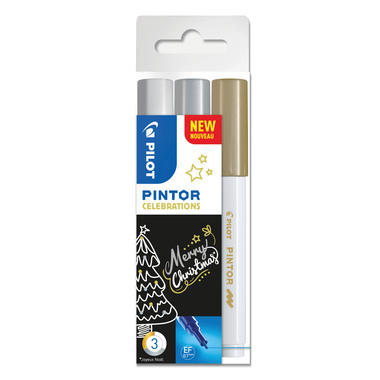 PILOT Marker Pintor X-MAS S3/0537526 gold, silber, weiss 3 Stück