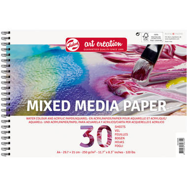 TALENS Mixedmedia Papier 9312002M A4, 250 g/qm, 30 Blatt