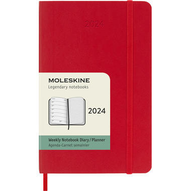 MOLESKINE Calendrier 2024 56598856743 rouge, 1S/P, SC, P/A6