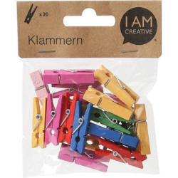 I AM CREATIVE Holzklammern 1301.18 bunt, 35x8mm, 20 Stück