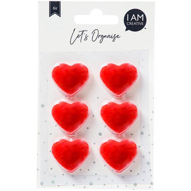 I AM CREATIVE Aimant Coeur Let`s Organize MAA4035.49 rouge, fort 6 pièces
