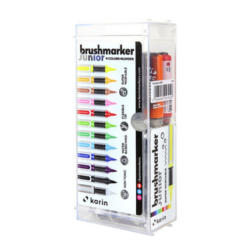 KARIN Brush Marker JUNIOR + blender 27C10 Basic colours 12 pezzi