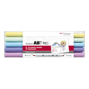 TOMBOW Dual Brush Pen ABT PRO ABTP-5P-2 Pastel Colours Set, 5 Stück
