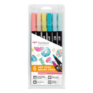 TOMBOW ABT Dual Brush Pen ABT-6P-4 Candy Colours 6 pezzi