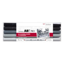 TOMBOW Dual Brush Pen ABT PRO ABTP-5P-4 Cold Grey Colours Set, 5 Stück