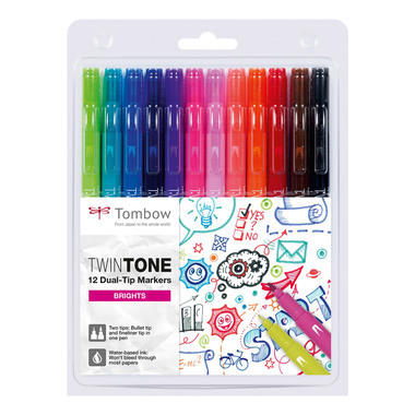 TOMBOW Penna Fibra TwinTone Marker WS-PK-12P-1 chiaro 12 pezzi