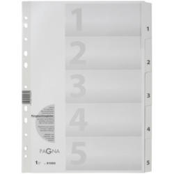 PAGNA Répertoire carton blanc A4 31003-08 5-pièces, 1-5