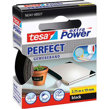 TESA Extra Power Perfect 2.75mx19mm 563410002 Ruban textil. noir