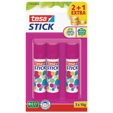 TESA Stick ecoLogo 3x10g 570760020 pink, Blister 3 Stück