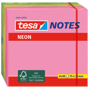 TESA Neon Notes 75x75mm 560040000 3 couleurs ass. 6x80 flls.
