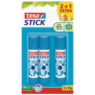 TESA Stick ecoLogo 3x10g 570760010 blau, Blister 3 Stück
