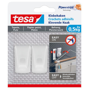 TESA Ganci adesivi 2x0,5kg 77780-00000 Carta da parati & intonaco