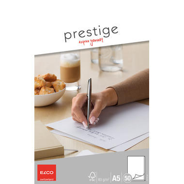 ELCO Bloc notes Prestige A5 73712.14 en blanc, 80g 50 feuilles