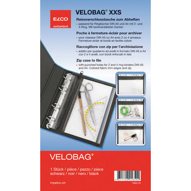 ELCO Reissverschlusstasche Velobag 74802.20 schwarz, A5 160x221mm