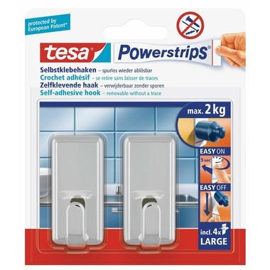 TESA Powerstrips Haken Classic 580510001 2 Haken/4 Strips Large