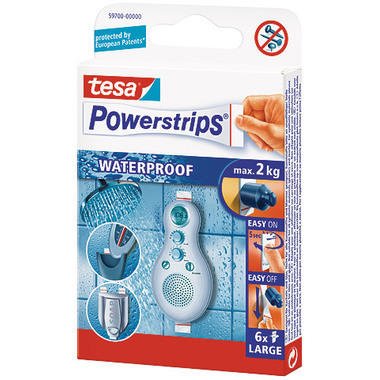 TESA Powerstrips Waterproof 597000000 weiss, Large, 6 Stück