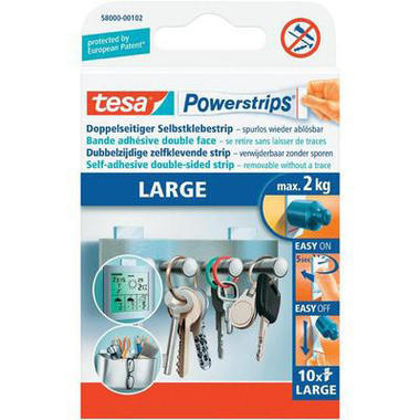 TESA Powerstrips Large 10 pezzi 580000010 rimovibile, Capacità 2kg