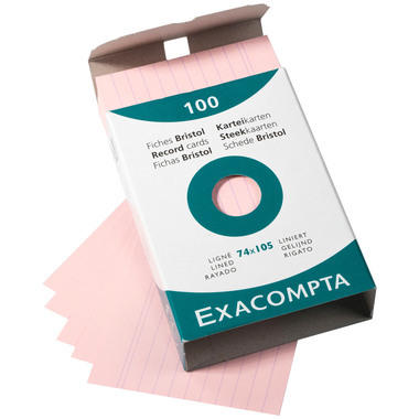 EXACOMPTA Cartes-fiches A7 lignées 13830B rose 100 pièces