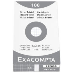 EXACOMPTA Cartes-fiches A7 quadrill. 5mm 13200B blanc 100 pièces