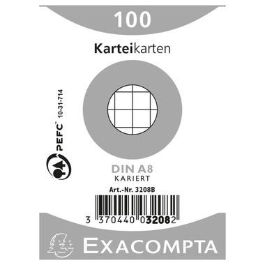EXACOMPTA Cartes-fiches A8 quadrill. 5mm 3208B blanc 100 pièces