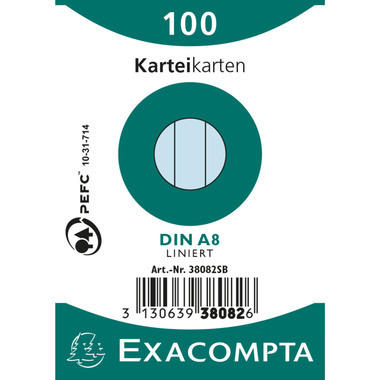 EXACOMPTA Cartes-fiches A8 lignées 38082SB bleu 100 pièces