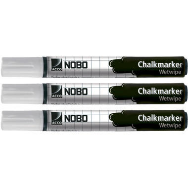 NOBO Chalk Marker 34438398 bianco 3er Set