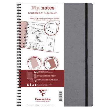 CLAIREFONTAINE AGE BAG MY.NOTES A4 783465C Spiralbuch liniert grau 60 Bl