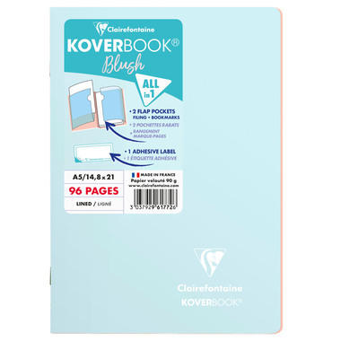 CLAIREFONTAINE Koverbook quaderno Blush A5 961772C 90g, rigato blu / corallo