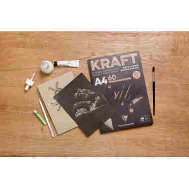 CLAIREFONTAINE Blocco di carta Kraft A5 975817C Marrone/nero 60 fogli