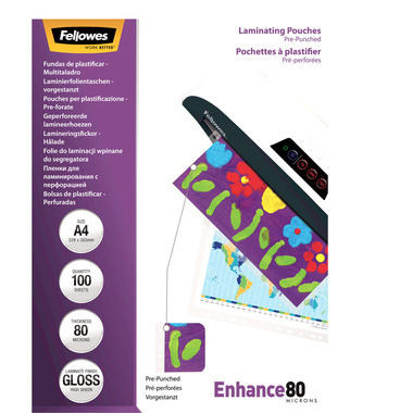FELLOWES laminage Enhance80 A4 perf. 5452502 100 pcs.