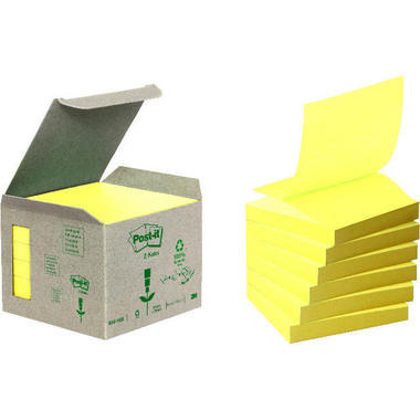 POST-IT Recyclage Z-Notes 76x76mm R330-1B jaune pastel 6 pièces