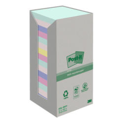 POST-IT Bloc-notes recycl. 76x76mm 654-1RPT 5-couleurs, 16x100 flls.