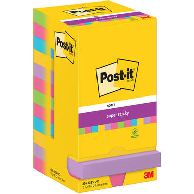 POST-IT Super Sticky Notes 76x76mm 654-12SS-UC 5-couleurs 12x90 feuilles