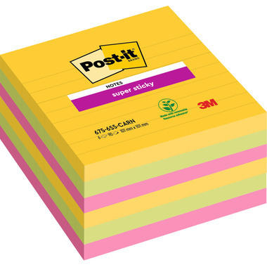POST-IT XL-Notes Carnival 101x101mm 6756SSCAR 3-farbig 6x90 Blatt