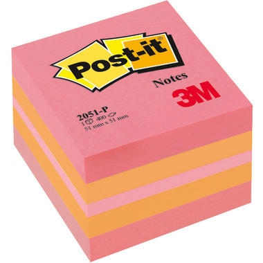 POST-IT Blocchetto Mini Pink 51x51mm 2051-P 3-colori ass./400 fogli