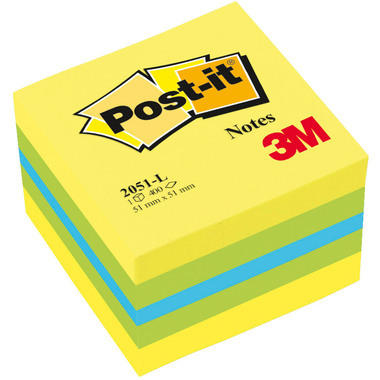 POST-IT Würfel Mini Lemon 51x51mm 2051-L 3-farbig ass./400 Blatt