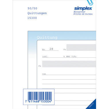 SIMPLEX Ricevute D A6 15300D blu/bianco 50x2 fogli