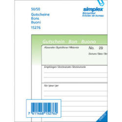 SIMPLEX Gutscheine A6 15277 grün/weiss 100x2 Blatt