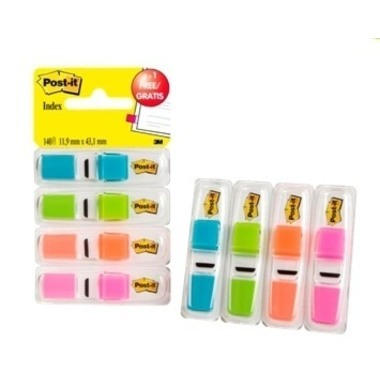POST-IT Index Tabs Clear 43.2x11.9mm 683-4ABX 4-couleurs/4x35 tabs