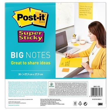 POST-IT Super Sticky Big Notes BN11-EU giallo, 30 fogli 279x279mm