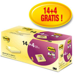POST-IT Paquet Promo Notes 77x76mm 654P14CY+ canary yellow 14+4