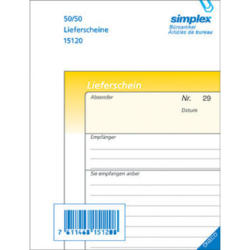 SIMPLEX Bolla di consegna D A6 15123D giallo/bianco 100x2 fogli