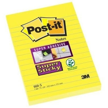 POST-IT Blocco Super Sticky 102x152mm 660-S giallo/75 fogli, rigato